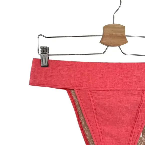 Free People free-est Dylan Lurex‎ High-Waist Bikini Bottom Coral Pink Size XL